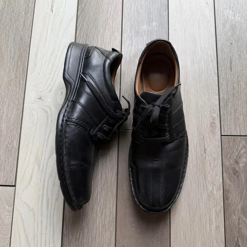 Clarks Collection Black Leather Comfort Oxfords Men’s 10.5